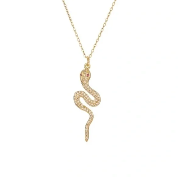 Striking Gold Snake Pendant Necklace - Picture 5 of 8